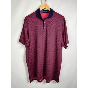 Greyson Marbella Golf Polo Mens Large Red Navy Geometric Monogram Performance L
